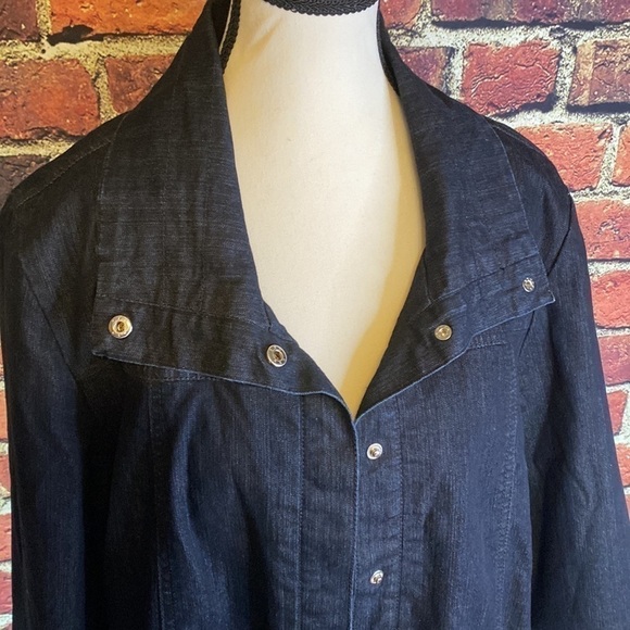 Norton McNaughton Dark Wash Denim Bomber Style Jacket with Front Pockets L - Picture 4 of 13
